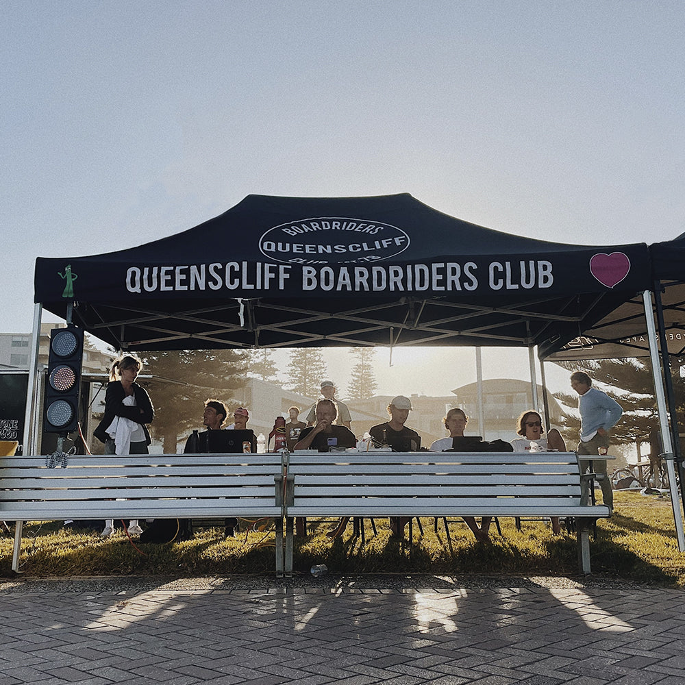 Custom Printed 10x15 Canopy Tent Setup for Queenscliff Boardriders Club By Flare Shade