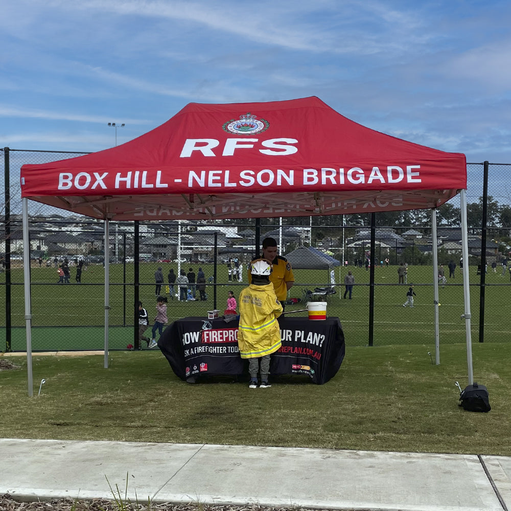 Custom Printed 10x15 Canopy Tent Setup for RFS
BOX HILL-NELSON BRIGADE