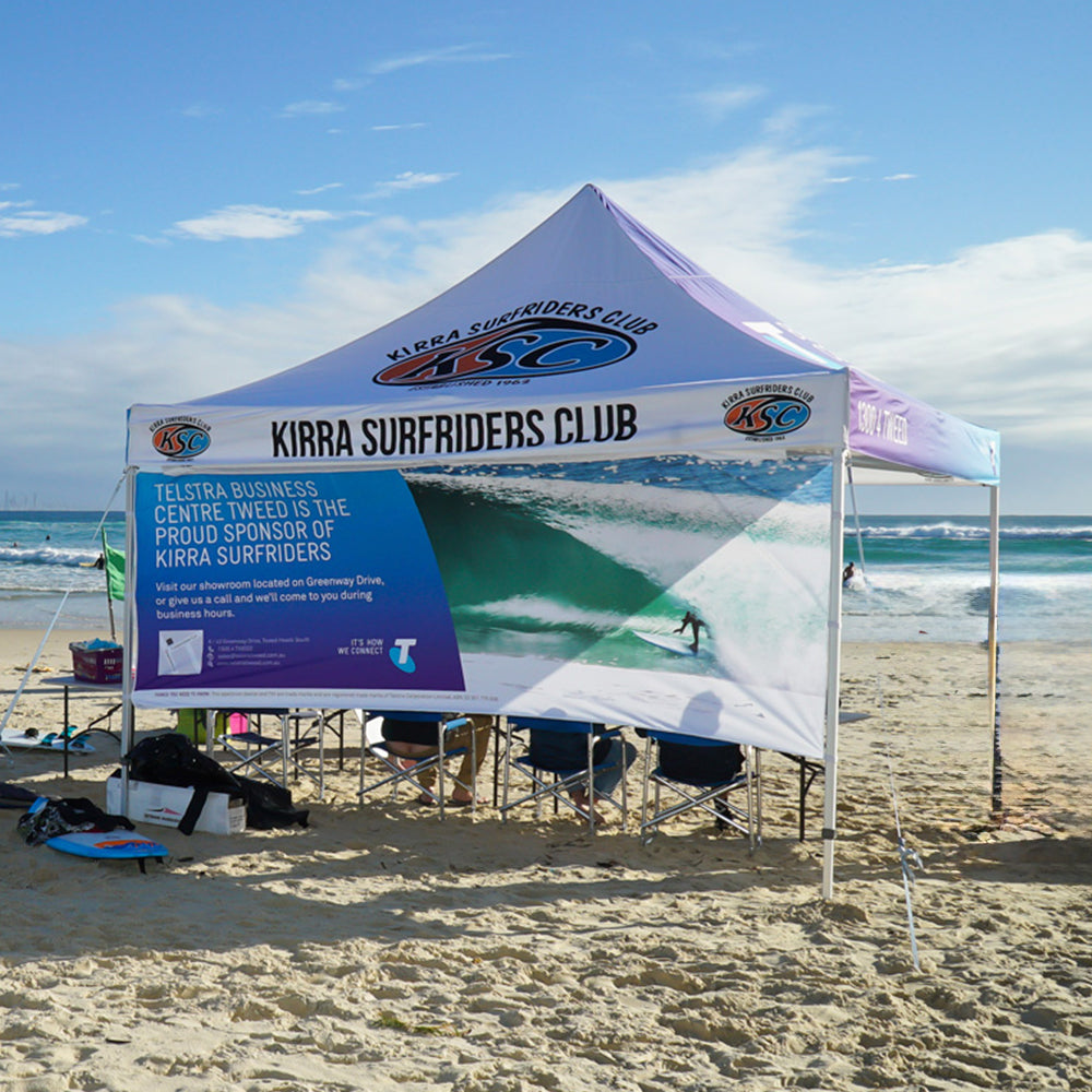 Ultra Strength X7 Tectonic 13x13ft Custom Canopy Setup for KIRRA SURFRIDERS CLUB by Flare Shde