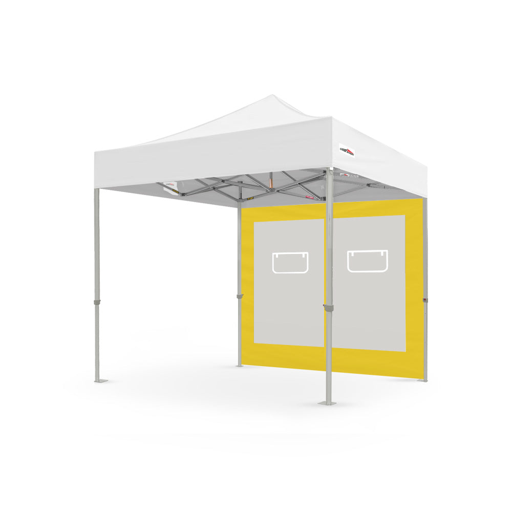 8ft canopy service window wall in yellow, designed by Flare Shade