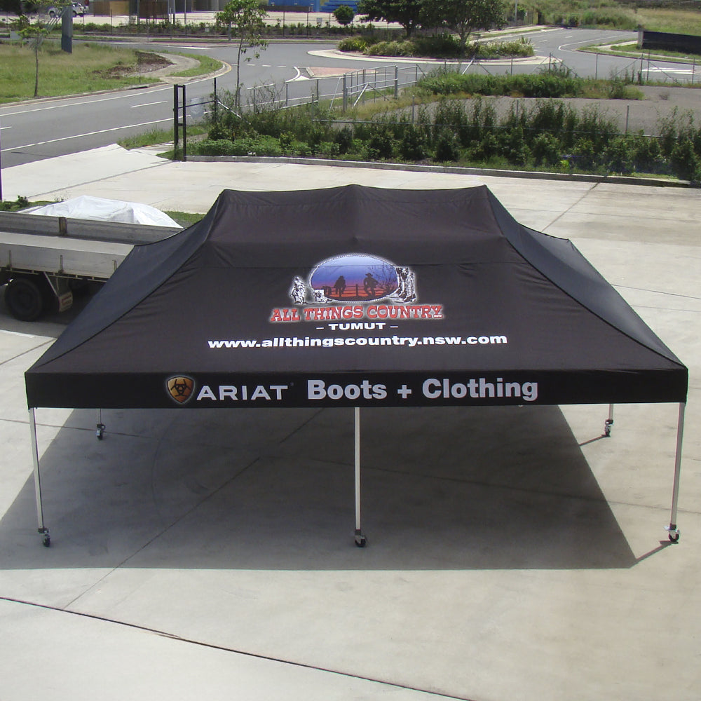 20ftx20ft custom printed canopy tent setup for ARIAT Boots + Clothing - premium 600d pu coated polyester - Flare Shade