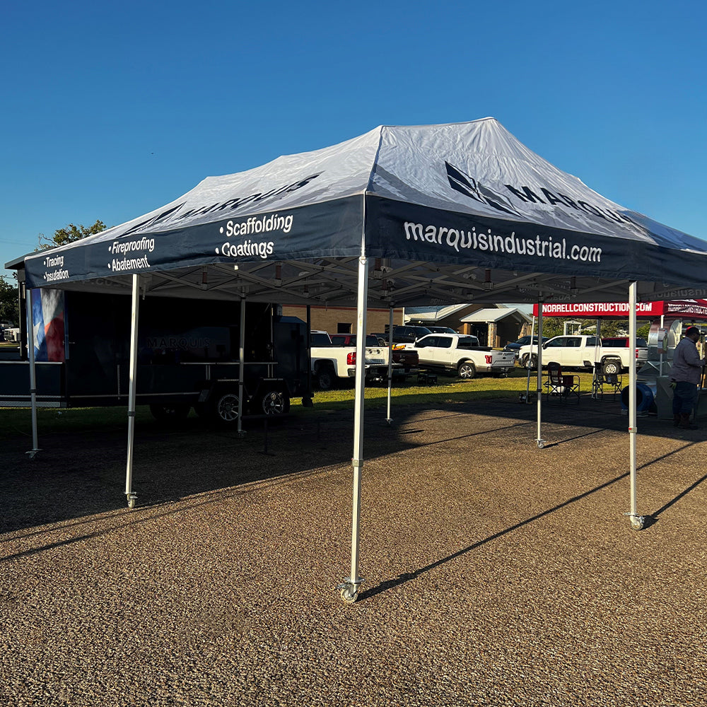 20ftx20ft custom printed canopy tent setup - premium 600d pu coated polyester - Flare Shade