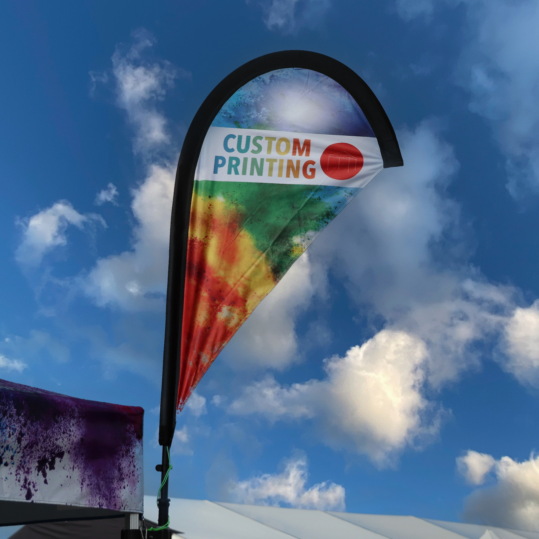 Custom Printed Outdoor Teardrop Flag in Poly Fibre by Flare Shade
