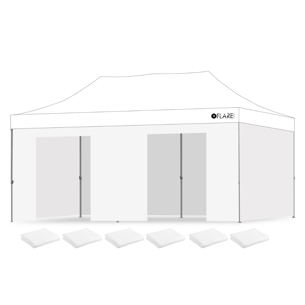10x20 White Wall Kit – 4 Full Walls & 2 Door Walls – X4 X-TREK Canopy – Flare Shade