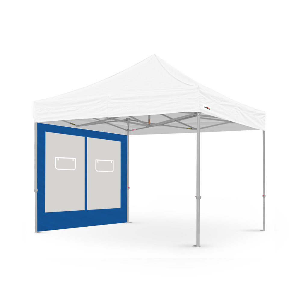 10ft canopy service window wall in blue, designed by Flare Shade for outdoor use