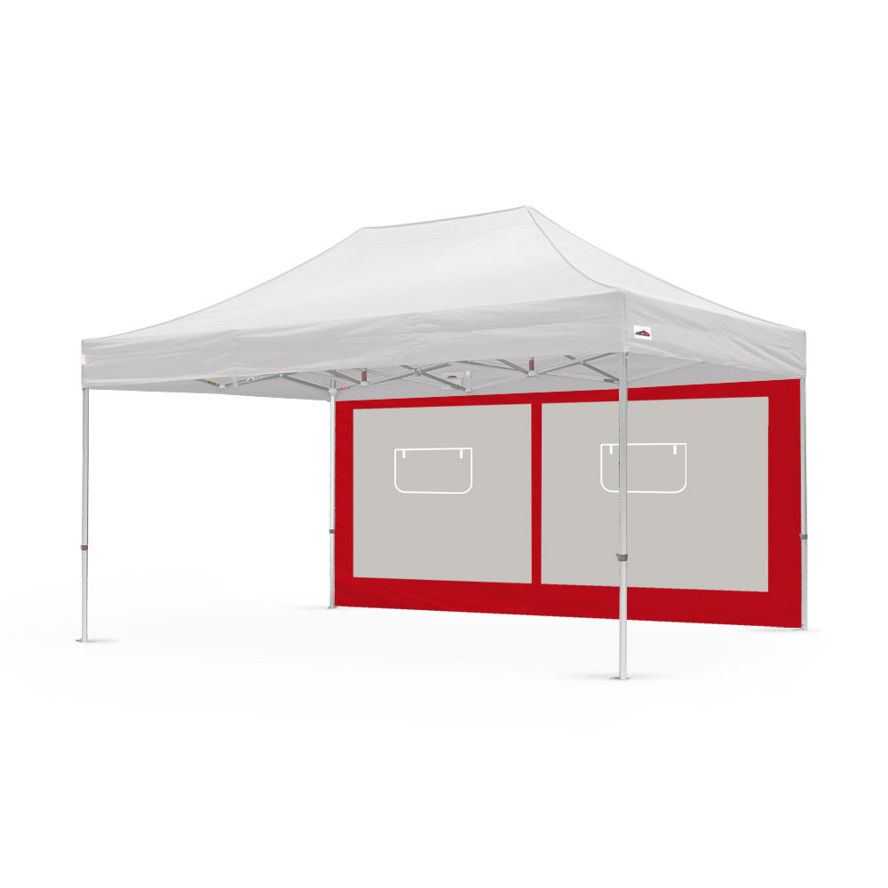 15ft canopy service window wall in red, designed by Flare Shade