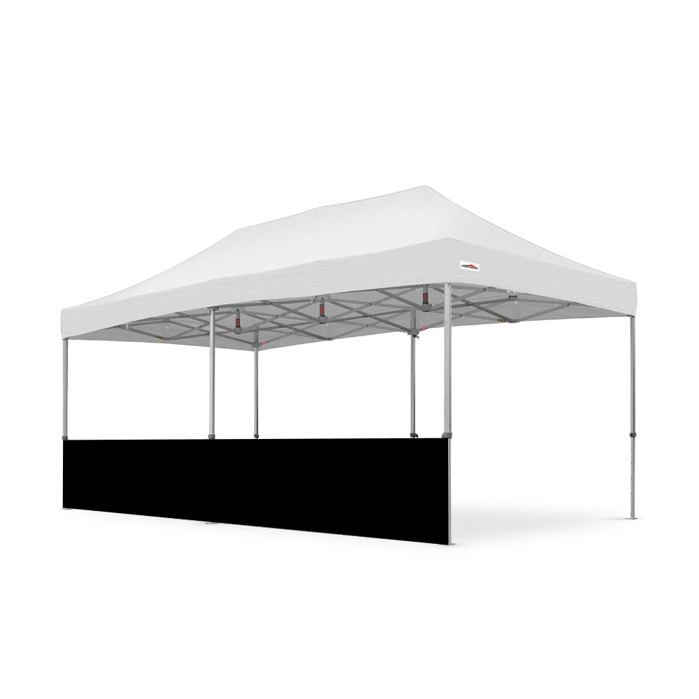 500D PVC Coated Polyester 20ft Plain Canopy Half Wall in Black - Flare Shade