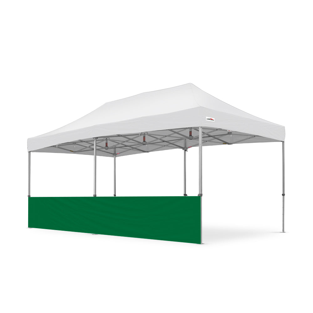 500D PVC Coated Polyester 20ft Plain Canopy Half Wall in Green - Flare Shade