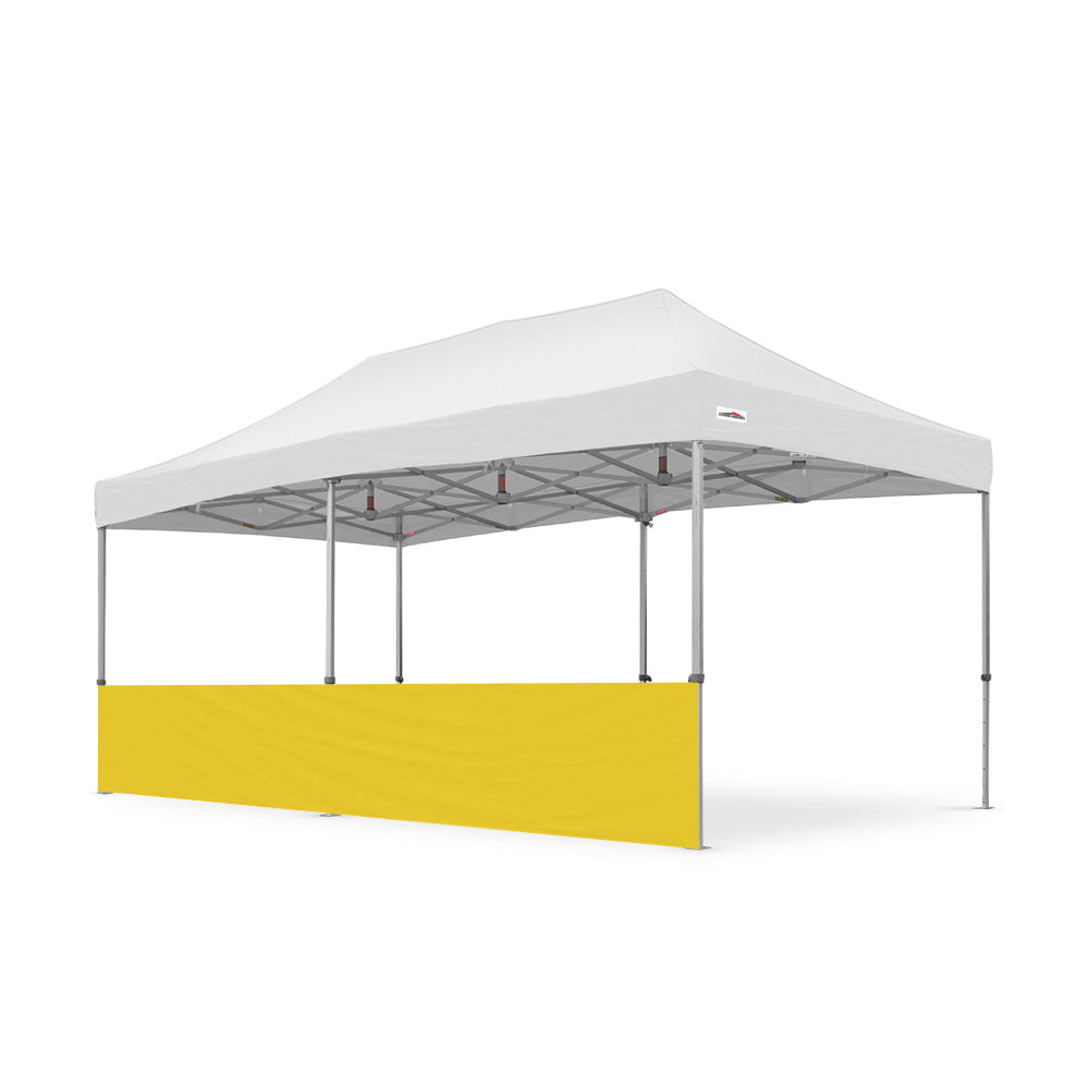 500D PVC Coated Polyester 20ft Plain Canopy Half Wall in Yellow - Flare Shade