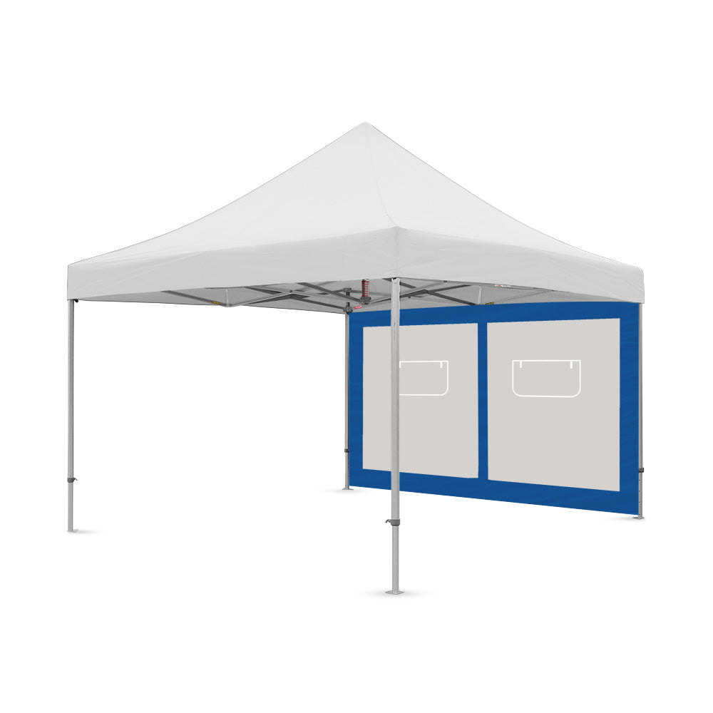 13ft canopy service window wall in blue, designed by Flare Shade