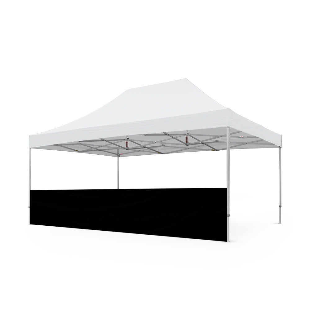 Heavy-Duty Plain 20ft Tec Canopy Half Wall in Black - Flare Shade