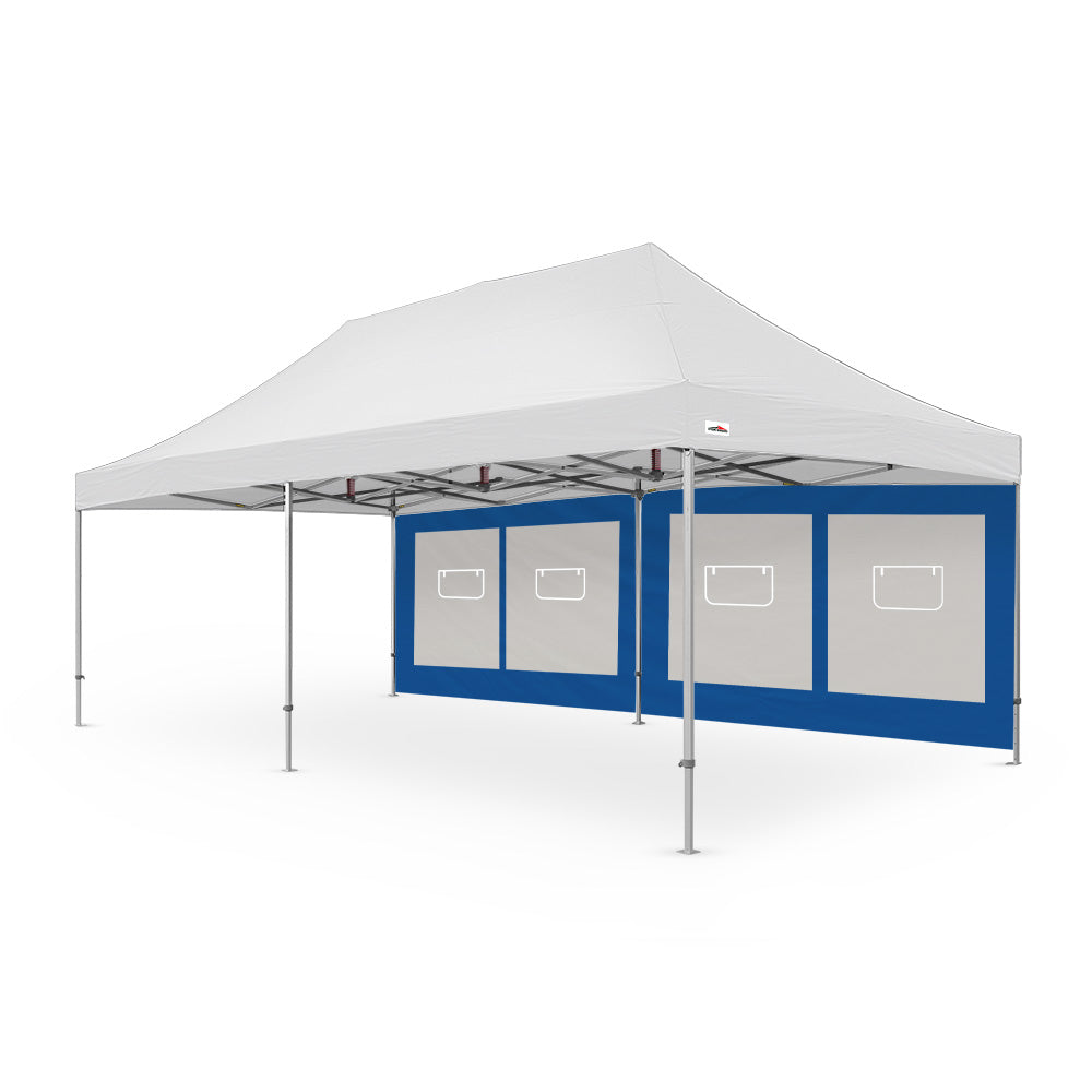 Extra-large plain 26ft canopy service window wall for events - available in blue - Flare Shade