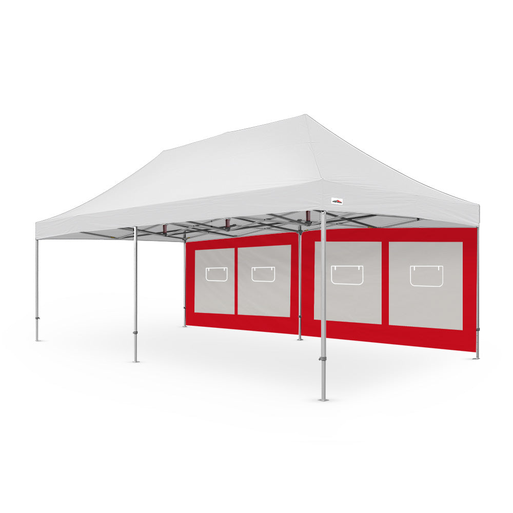 Extra-large plain 26ft canopy service window wall for events - available in red - Flare Shade