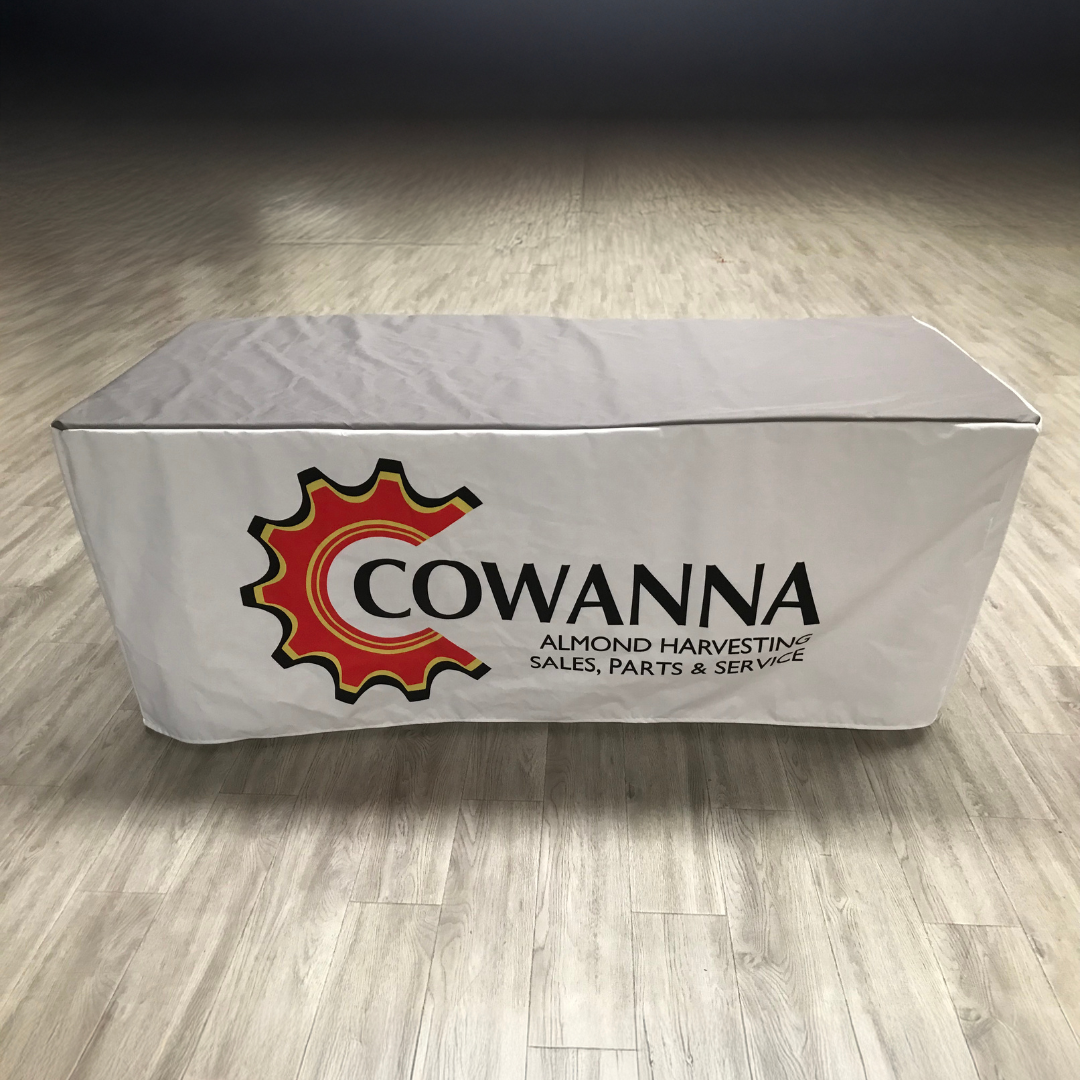 Custom Printed Poly Table Cover for Cowanna's Event Setup - Medium Size