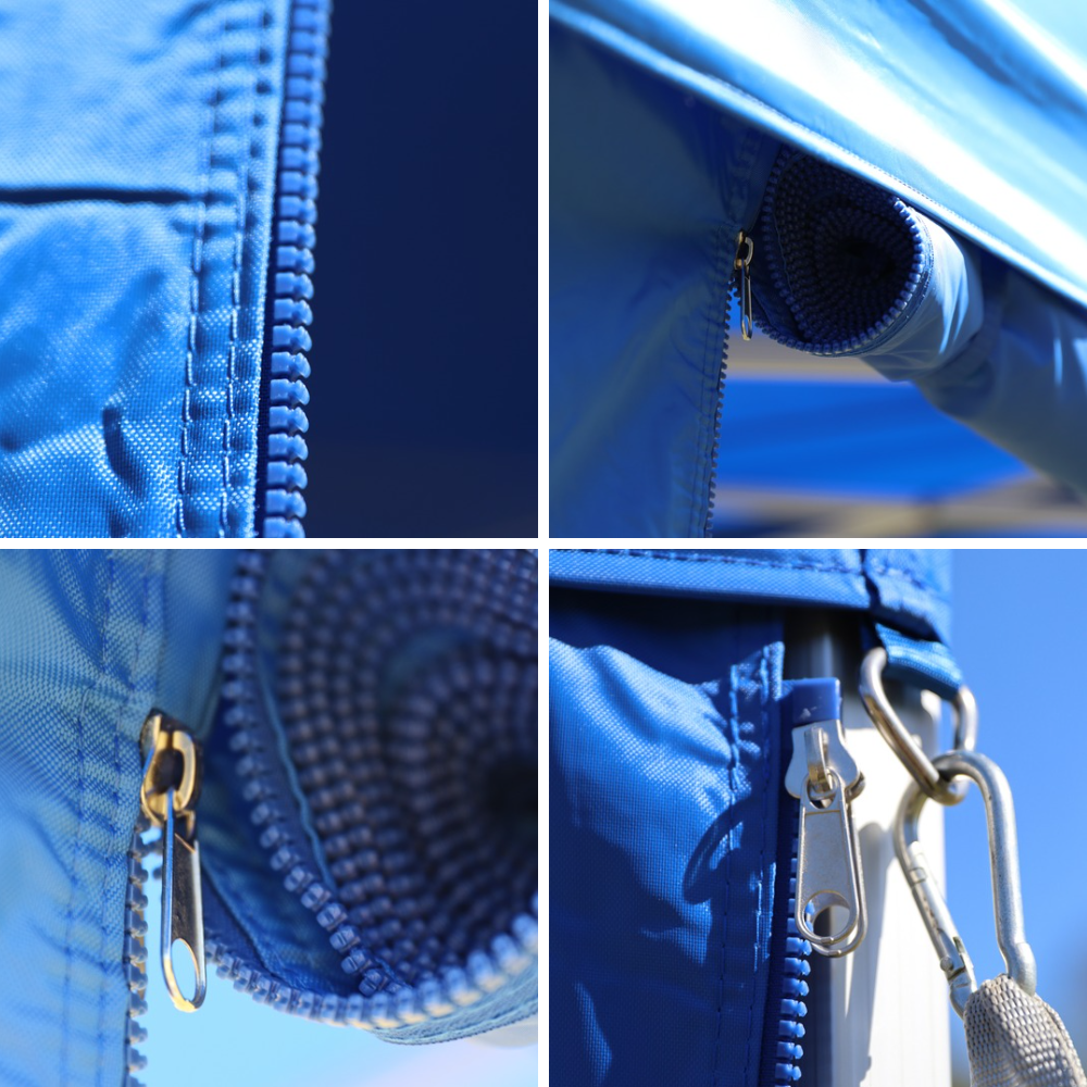 Zipper in a canopy door wall provides easy access and secure closure - Flare Shade