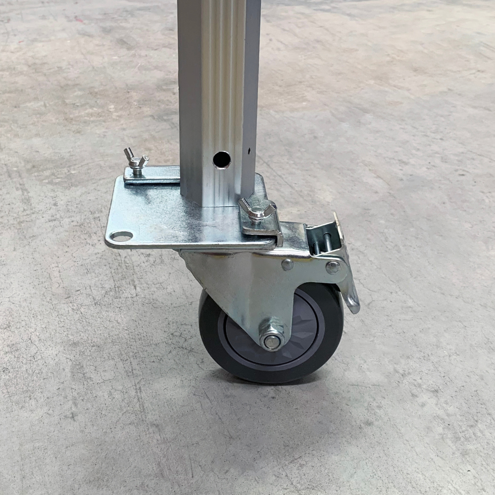 Canopy frame wheel - each canopy leg and screw tight the wing nut attached to secure into place.