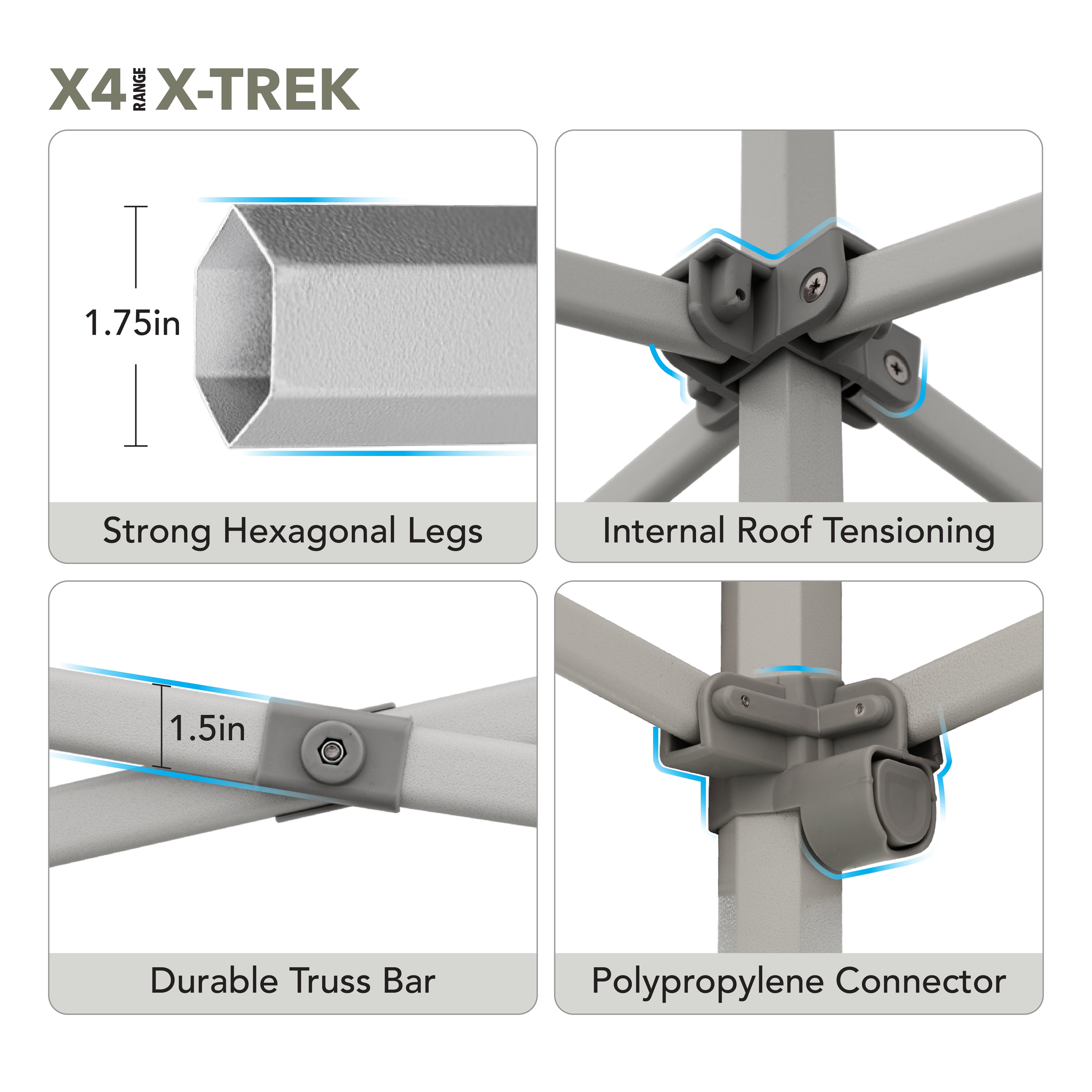 X4 X-Trek Canopy product specification - detailed features and design - Flare Shade