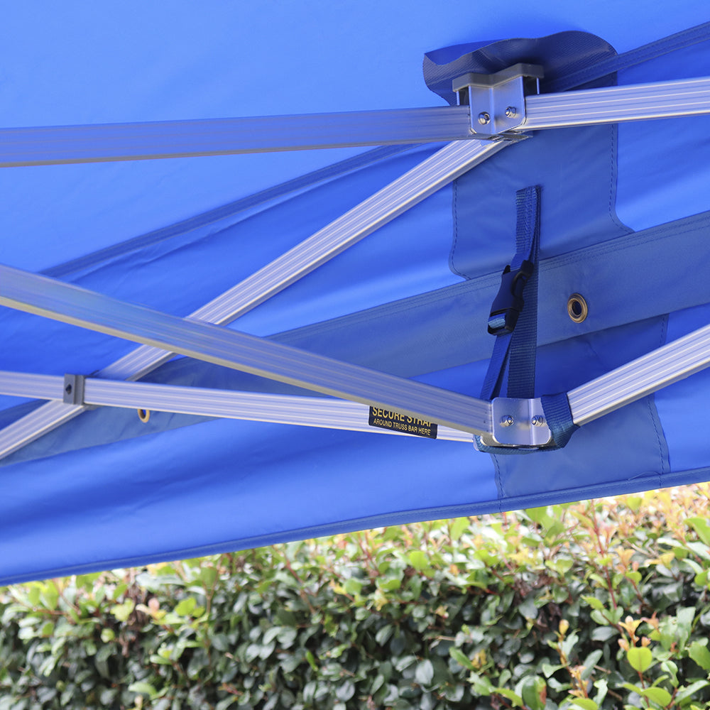 X6 Velocity canopy with secure straps around truss bar