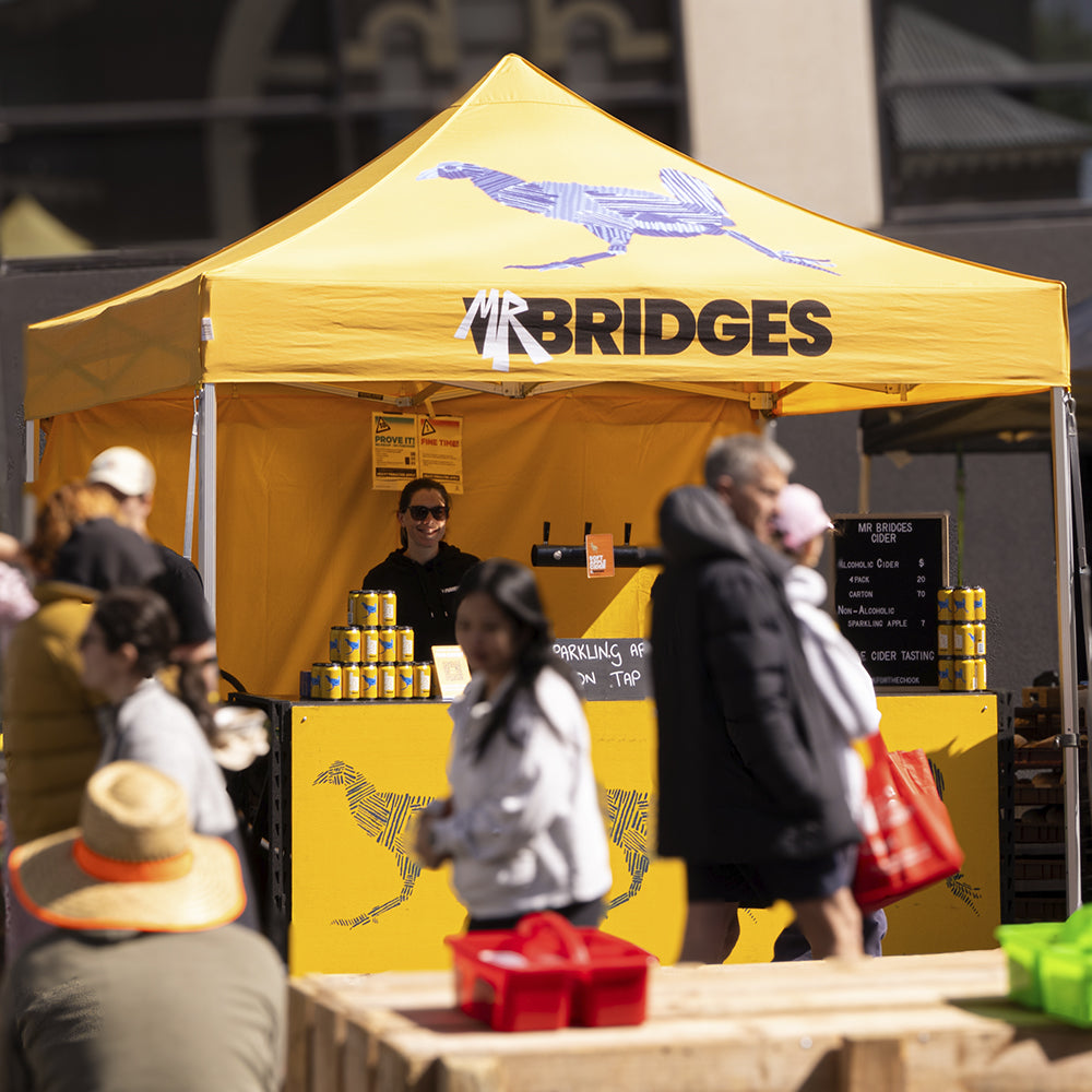 10x10 Custom Canopy Tent with Mr Bridges Logo for Outdoor Event