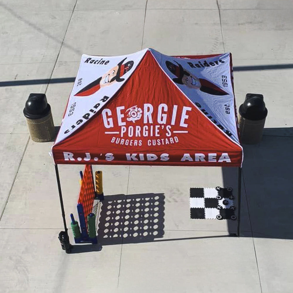 custom printed 10x10 canopy setup for event - Flare Shade  
