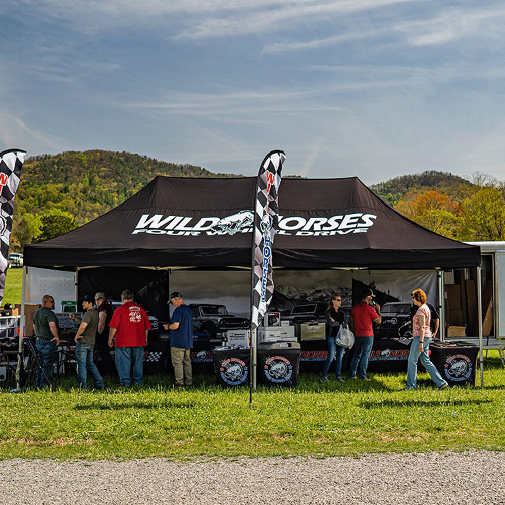 13x26 custom printed conopy with logo event setup - Flare Shade