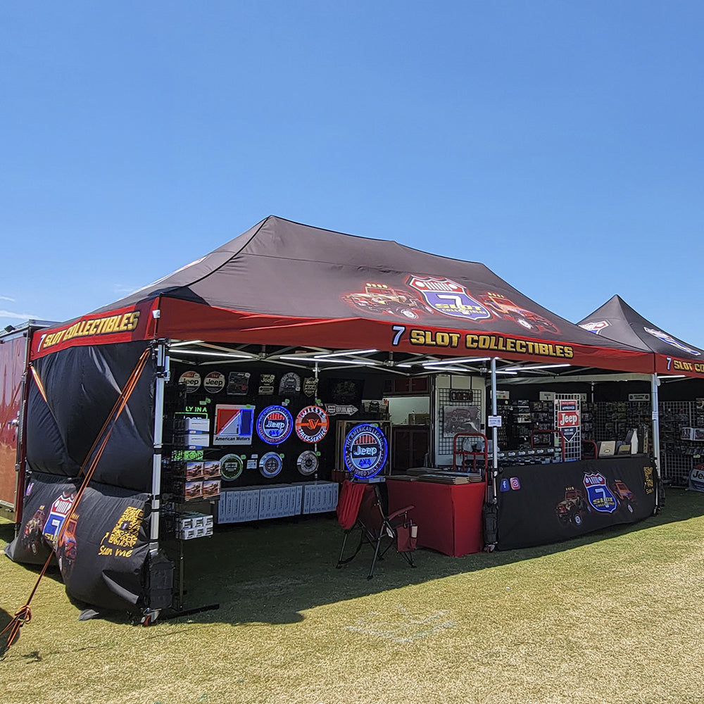 13x26 custom printed conopy event setup for 7 SLOT COLLECTIBLES - Flare Shade
