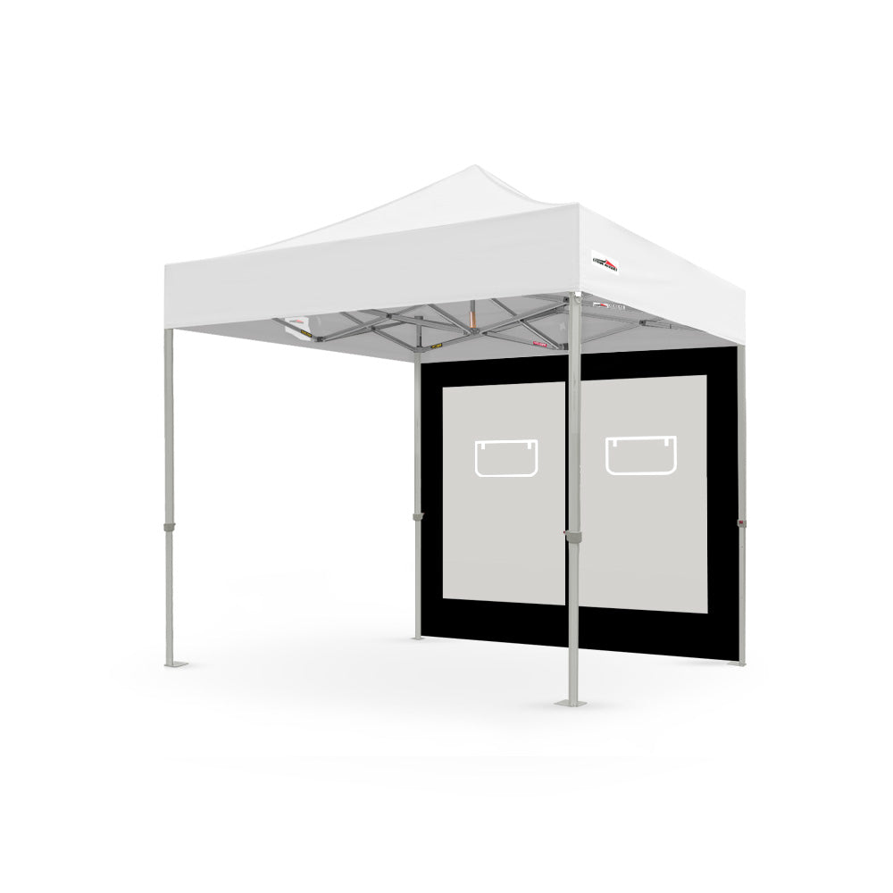 8ft canopy service window wall in black, designed by Flare Shade