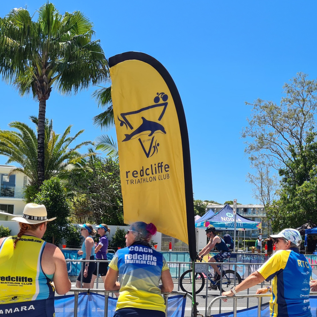 Promotional custom feather flag banner for Redcliffe Event  