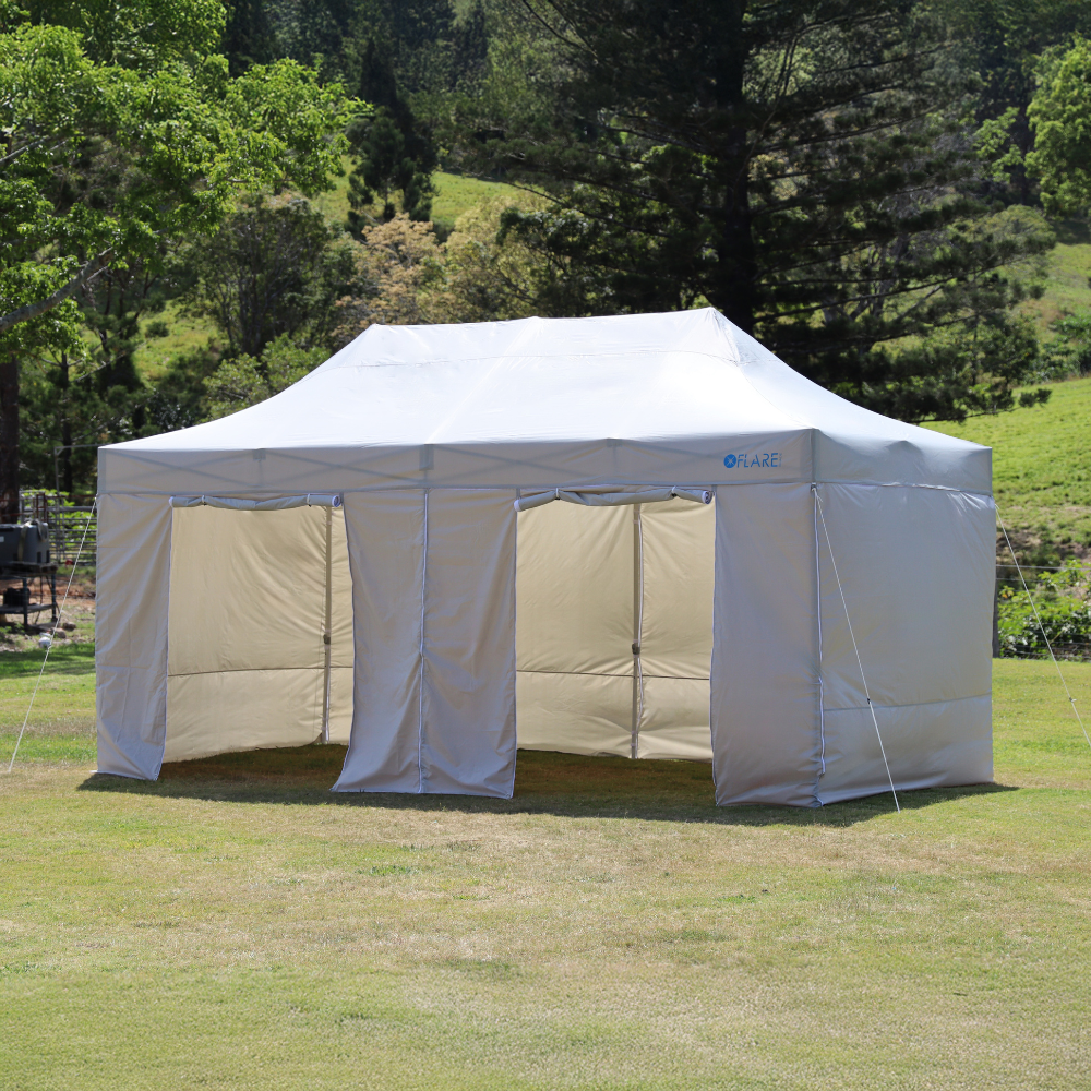 Flare Shade - 10x20ft Wall Kit - X4 X-TREK Canopy Full Walls and Door Walls - Grey