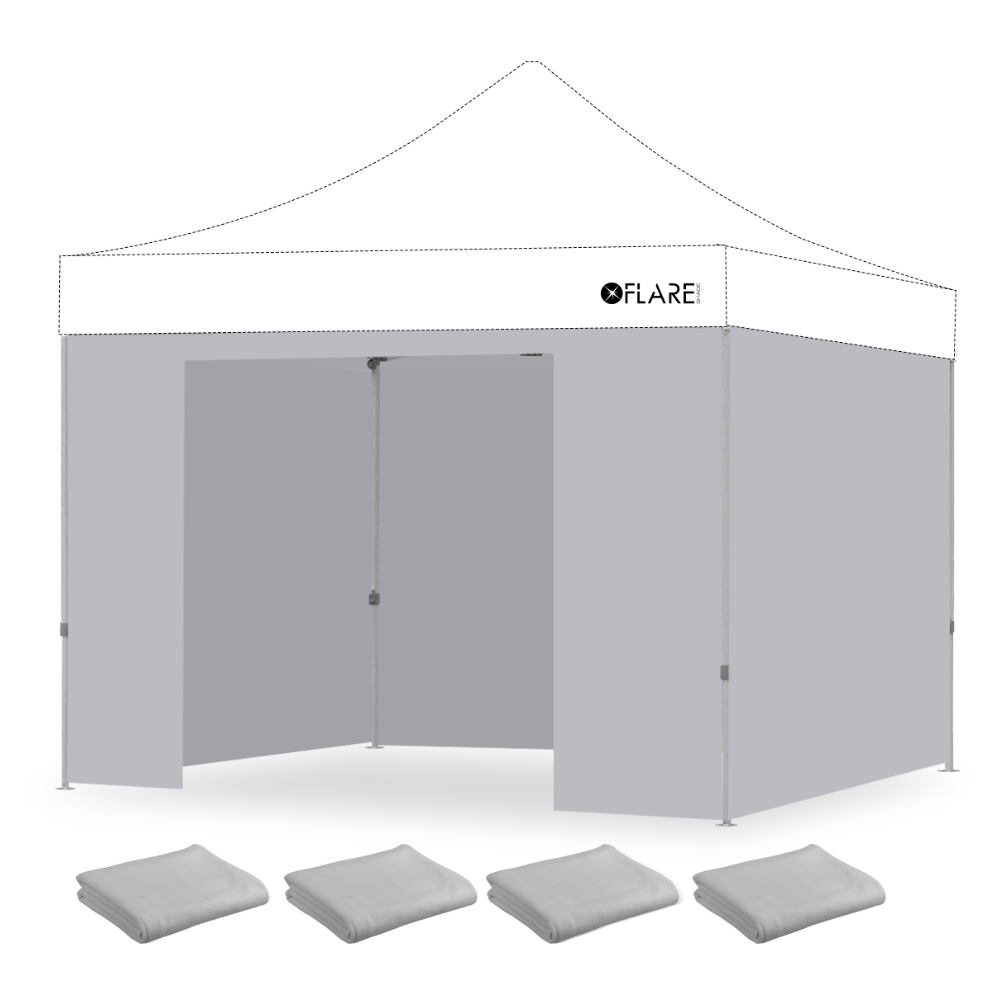 10x10 Wall Kit - X4 X-TREK Canopy Full Walls and Door Walls - Grey