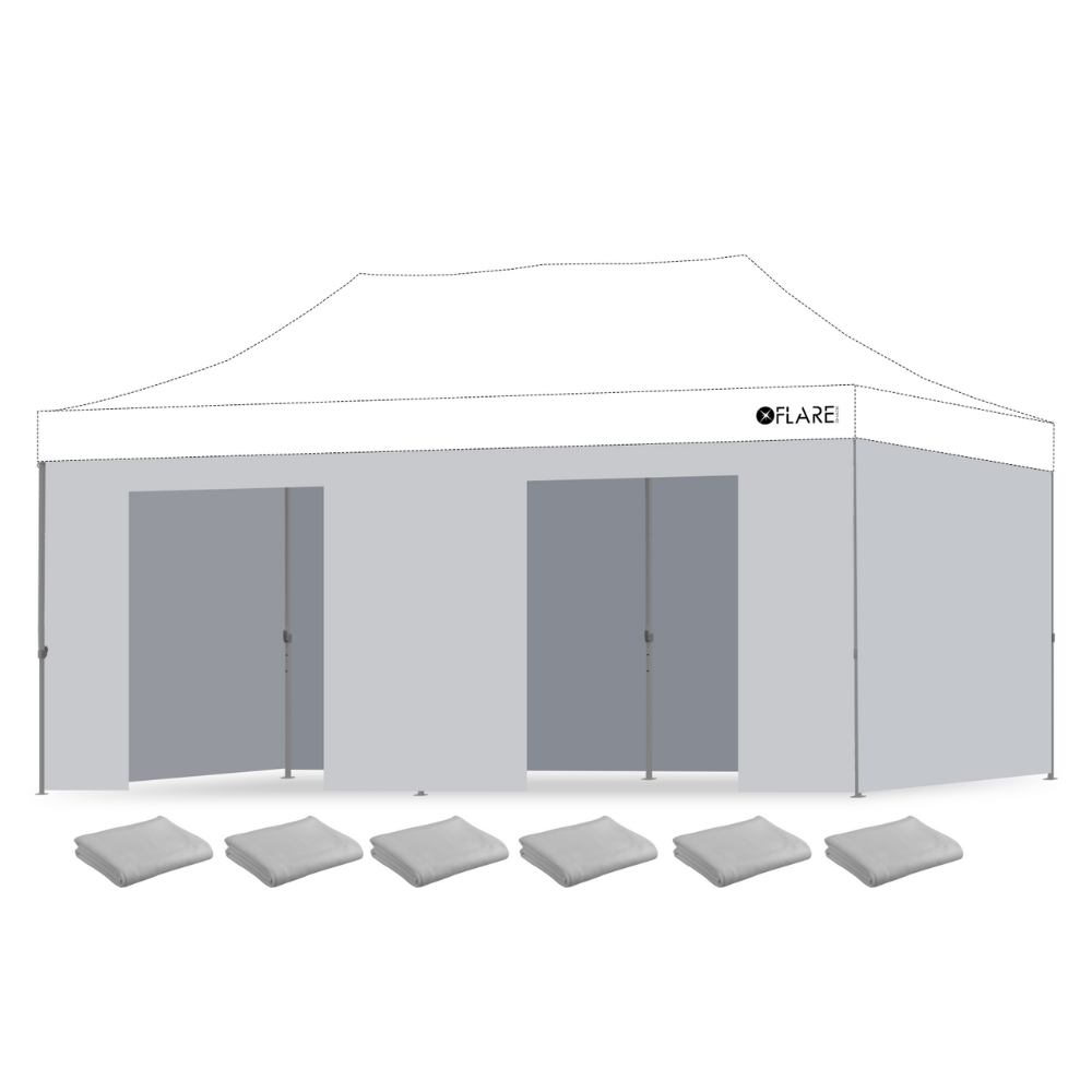 10x20ft Wall Kit - X4 X-TREK Canopy Full Walls and Door Walls - Grey