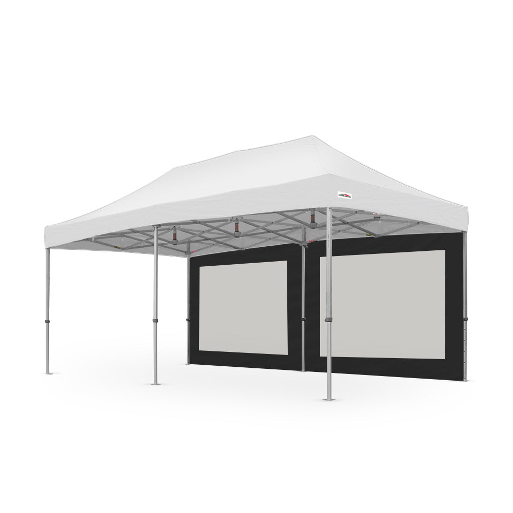 500D PVC Coated Polyester 20ft Plain Canopy Mesh Window Wall in Black - Flare Shade