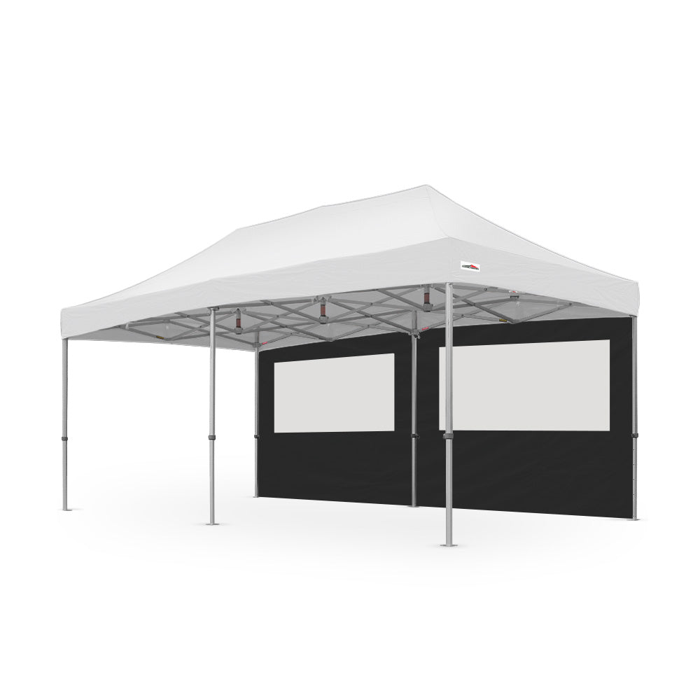 500D PVC Coated Polyester 20ft Plain Canopy PVC Window Wall in Black - Flare Shade