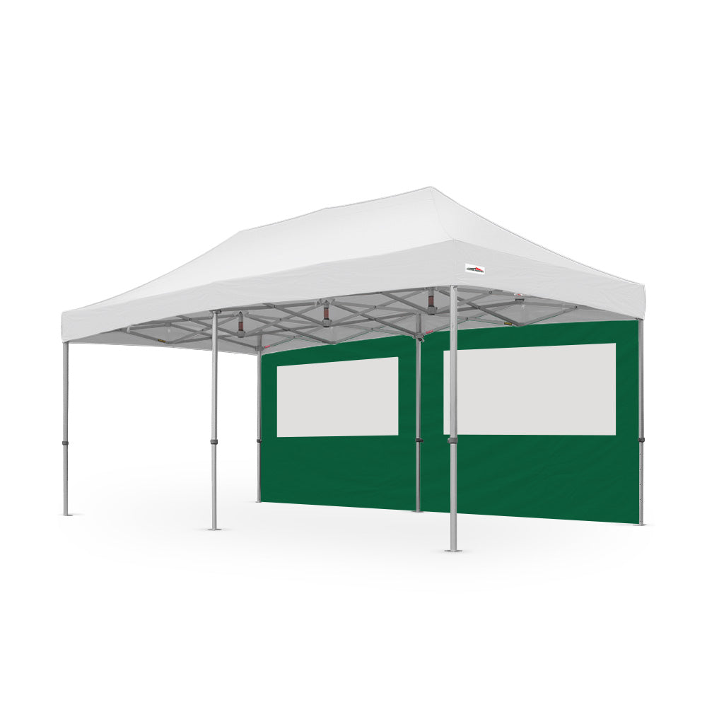 500D PVC Coated Polyester 20ft Plain Canopy PVC Window Wall in Green - Flare Shade