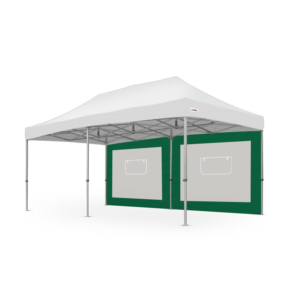 500D PVC Coated Polyester 20ft Plain Canopy Service Window Wall in Green  - Flare Shade
