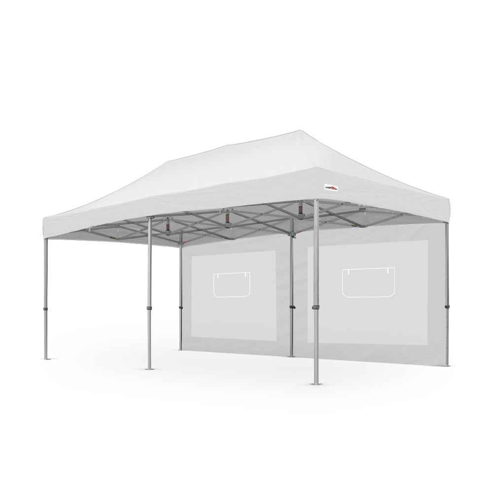 500D PVC Coated Polyester 20ft Plain Canopy Service Window Wall in White - Flare Shade