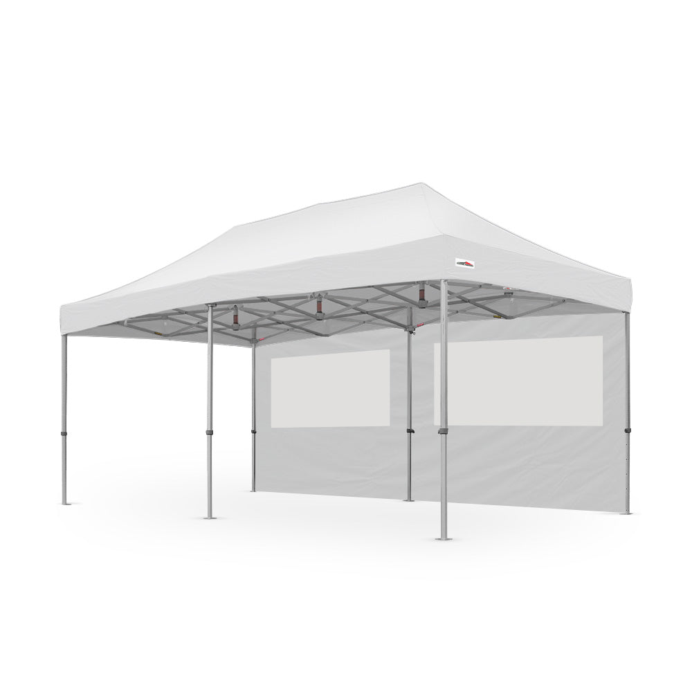500D PVC Coated Polyester 20ft Plain Canopy PVC Window Wall in White - Flare Shade