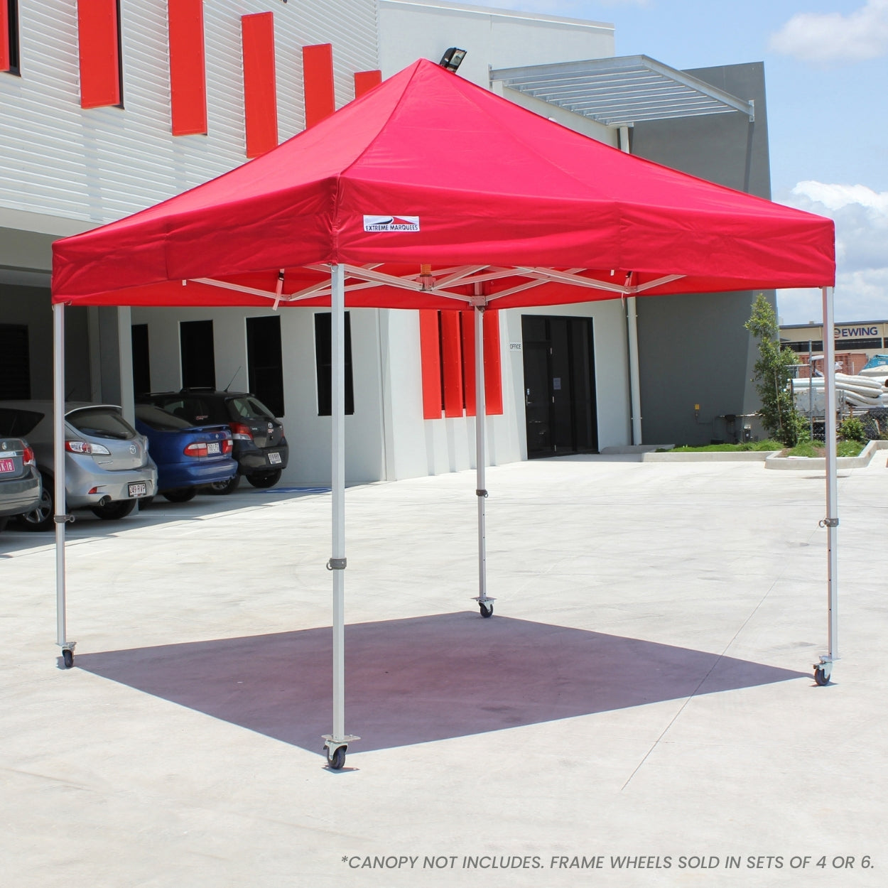 Smooth rolling frame wheels setup in canopy tent - Flare Shade  