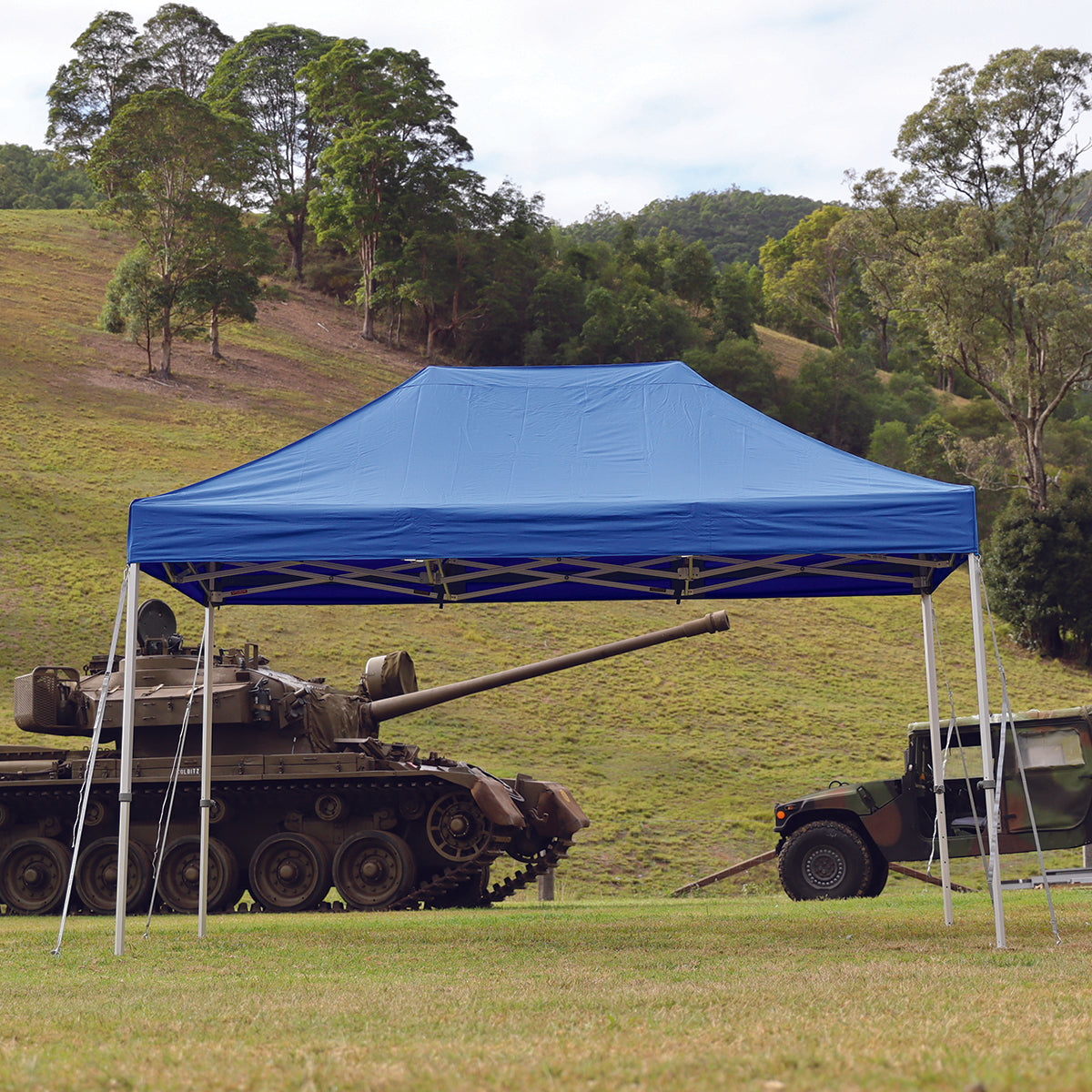 X7 Tectonic Blue 10x15ft Canopy Tent Outdoor Setup - Ultra Strength Heavy Duty - Flare Shade